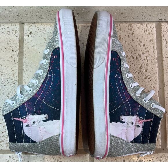 VANS Digi Unicorn Sk8-Hi Zip Silver Glitter Girls Sneakers Size 7 - Picture 7 of 13